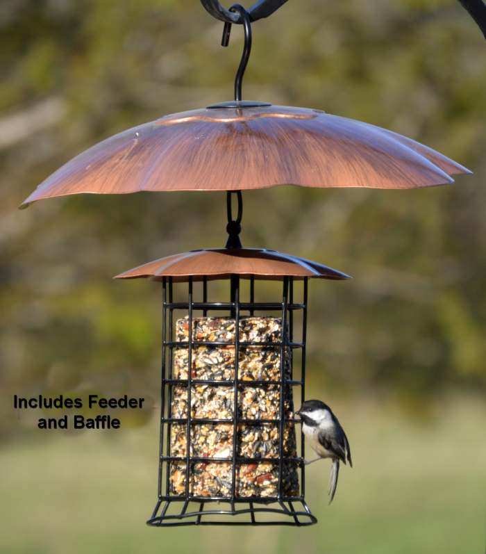 Songbird Copper Roof Seed Log Feeder w/16